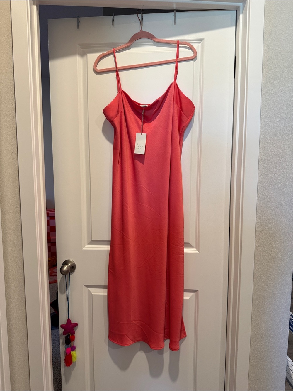 a new day Coral/pink Slip Dress with Spaghetti Straps